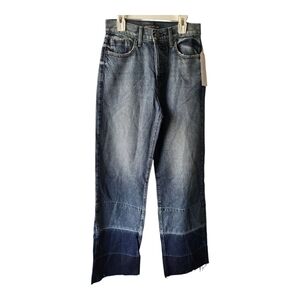 Modern American Anthro Patchwork Hem Jeans High Rise Wide Leg Jeans Size 26 New